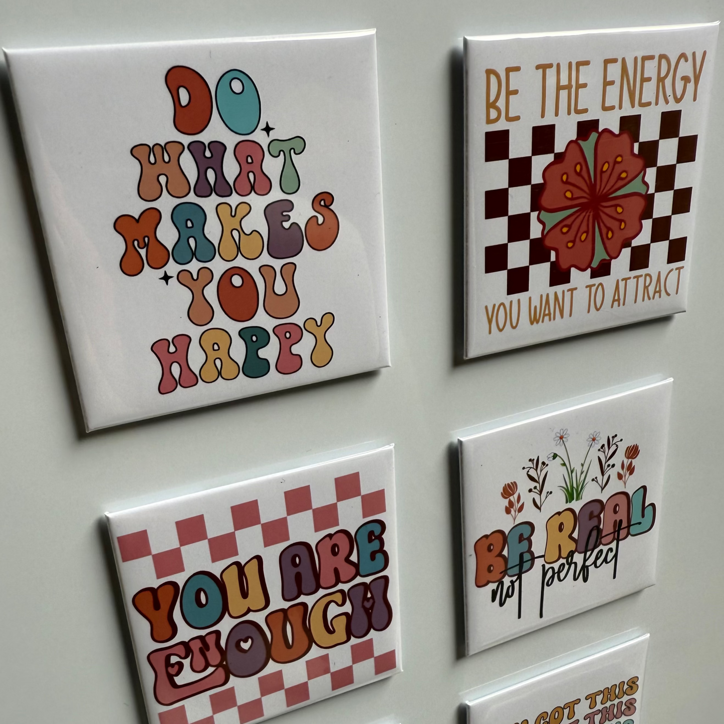 Set of 6 Retro Magnets with Inspirational Quotes