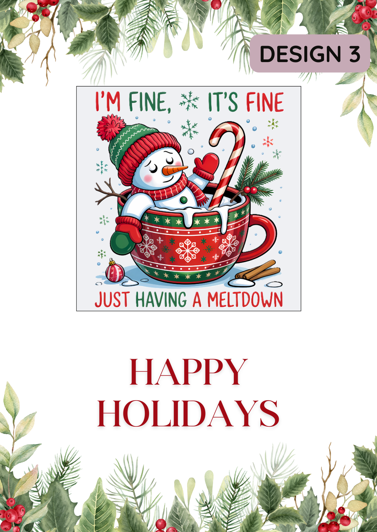 Melting Snowman Christmas Magnet