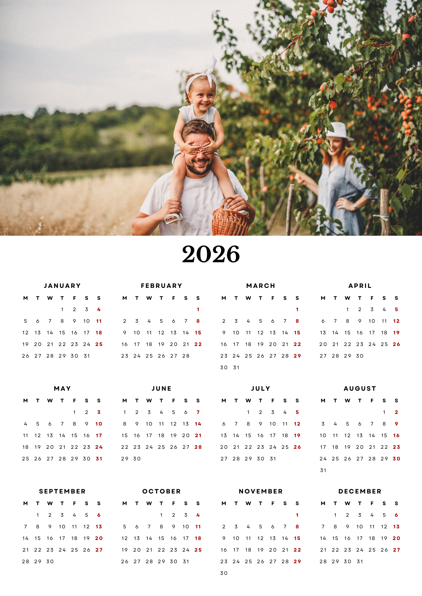 "Classic One" Magnetic Calendar