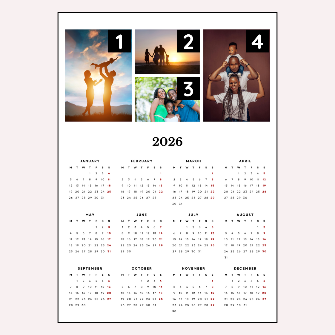 "Four Memories" Magnetic Calendar