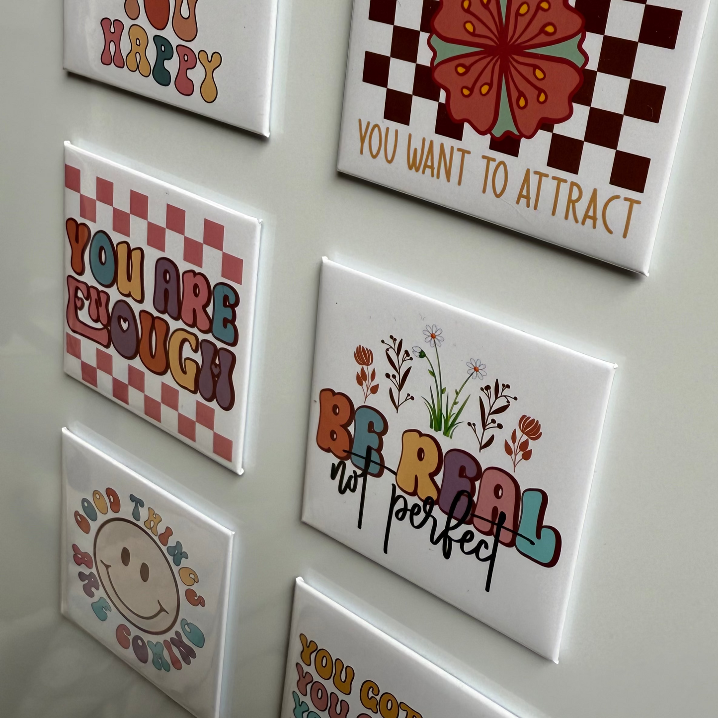 Set of 6 Retro Magnets with Inspirational Quotes