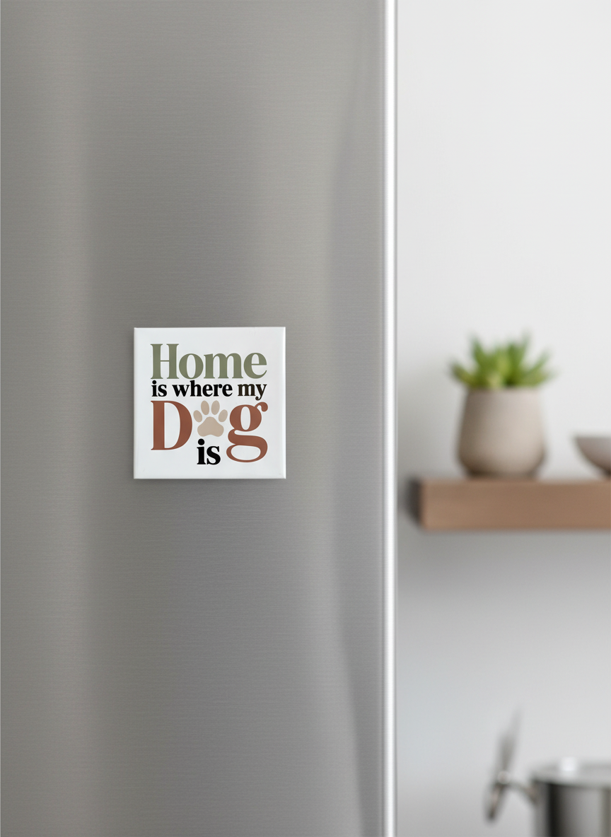 Home Is Where My Dog Is Fridge Magnet
