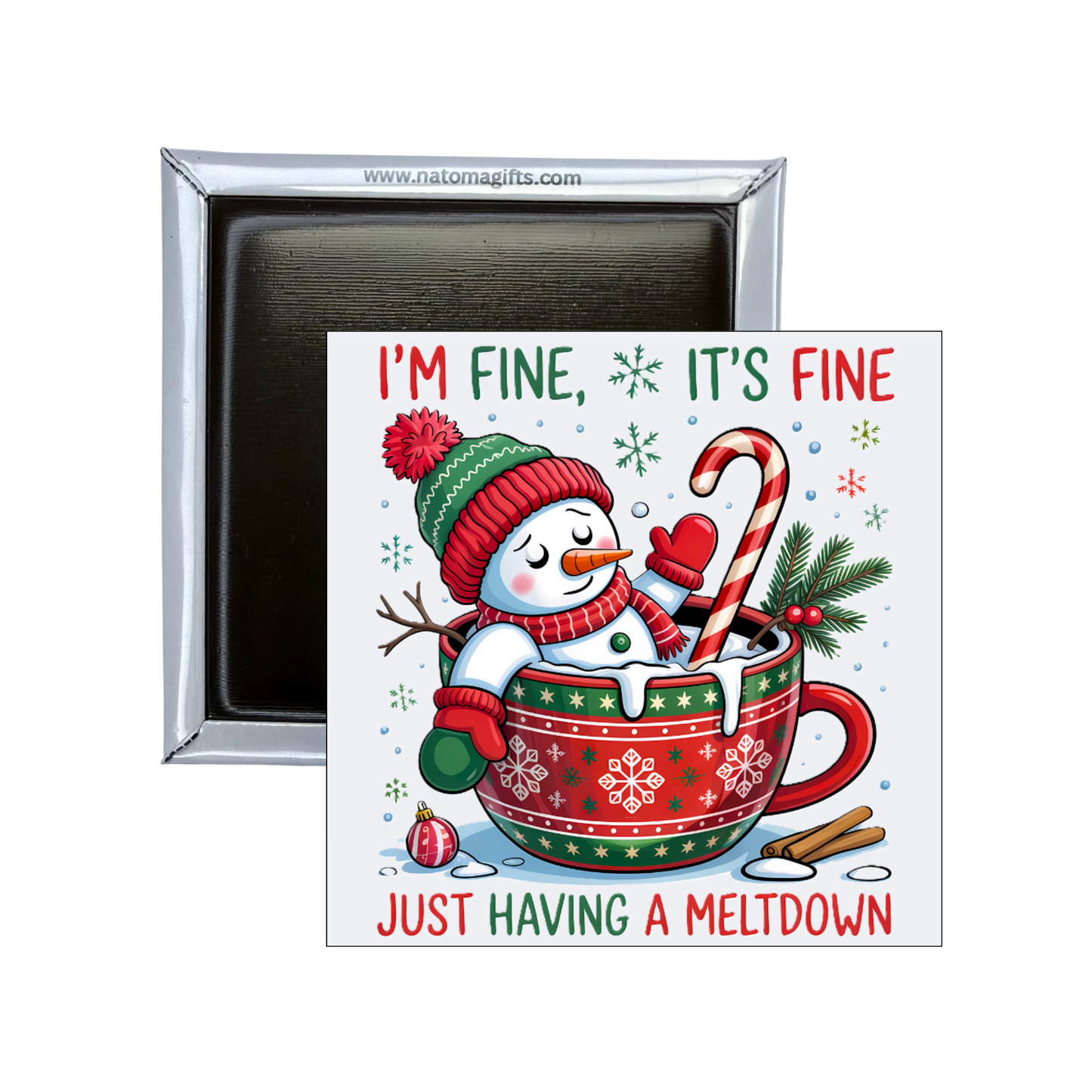 Melting Snowman Christmas Magnet