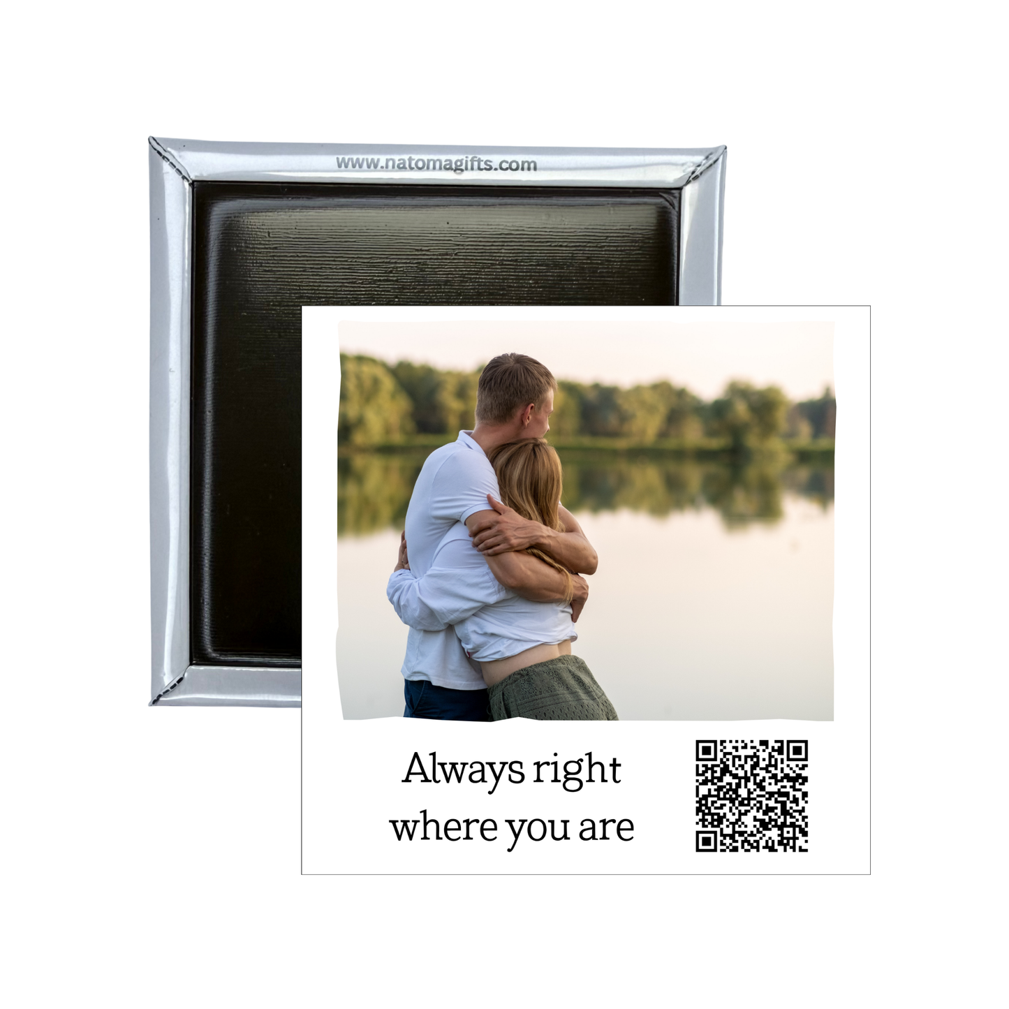 Magnet with Photo, Text & QR Code